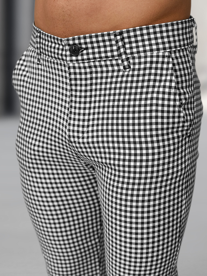 Vīriešu chino bikses melnas-baltas OZONEE DJ/5531Z