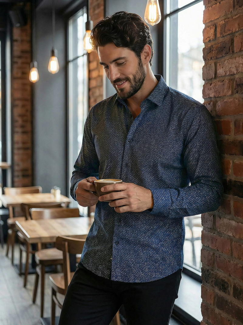 Vīriešu krekls tumši zila OZONEE V/V186Z