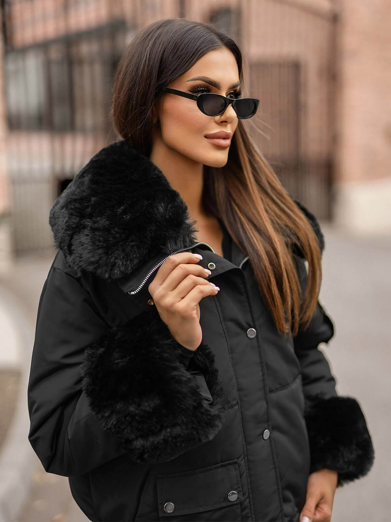 Sieviešu ziemas jaka melna OZONEE O/H833