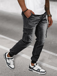 Vīriešu džinsi jogger melni OZONEE NB/MP0108N