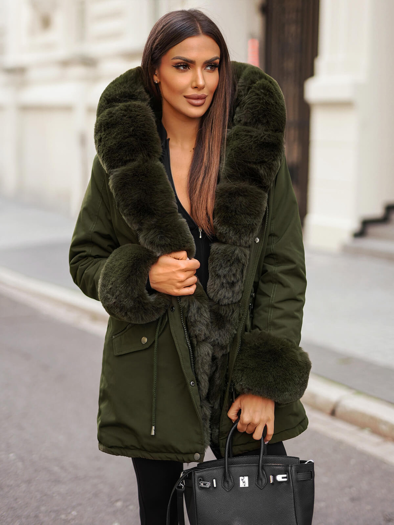 Sieviešu ziemas jaka zaļa OZONEE JS/16M9062/136Z