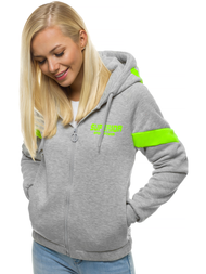 Sieviešu jaka ar rāvējslēdzēju un kapuci pelēka OZONEE JS/KSW3013