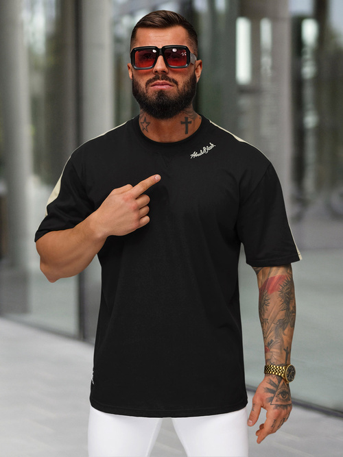 Vīriešu t-krekls melns OZONEE O/QQ1195