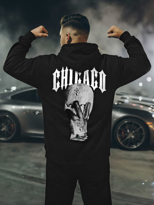 Vīriešu džemperis ar kapuci melna OZONEE JS/21B1903/3