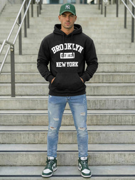 Vīriešu džemperis ar kapuci melna OZONEE JS/8B1767/3Z