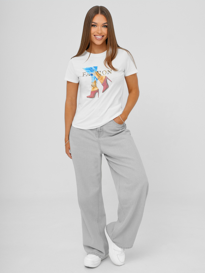 Sieviešu T-krekls Balts OZONEE JS/96T690/1