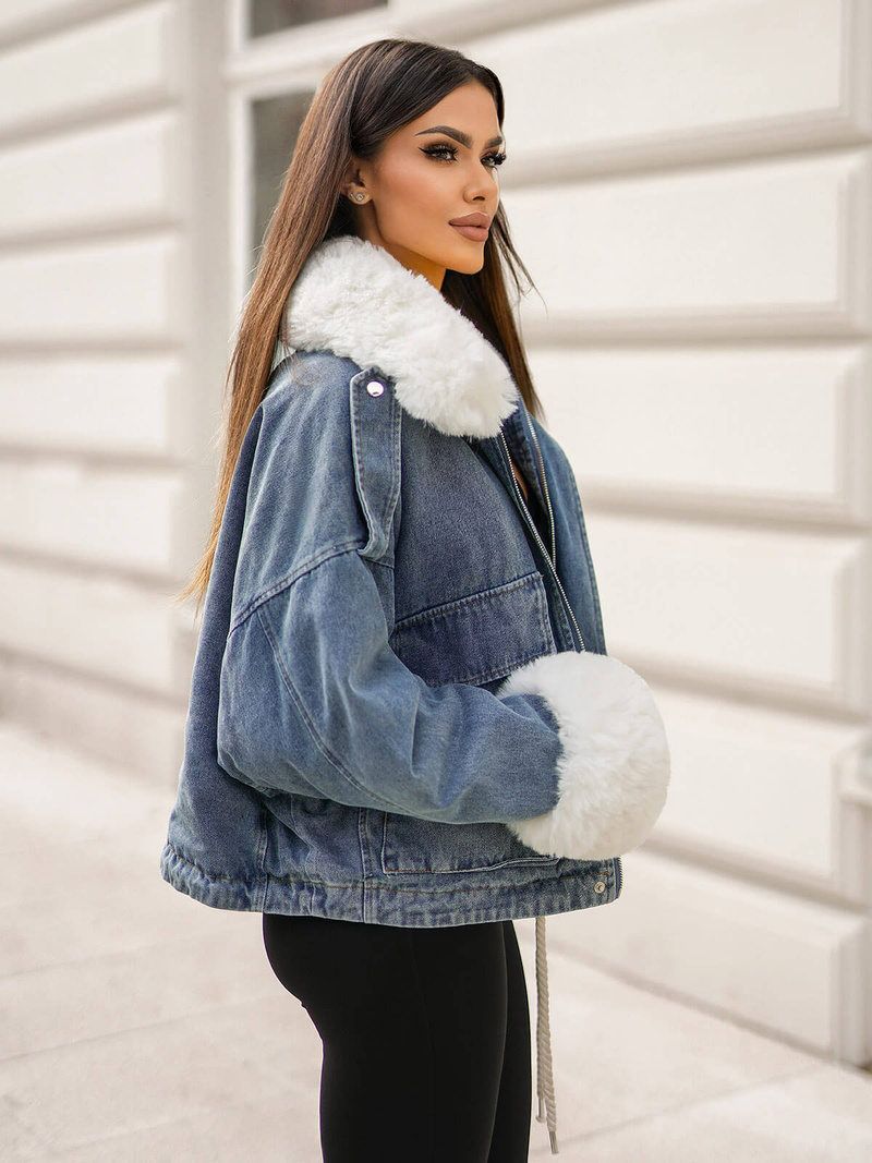 Sieviešu džinsu jaka debesu zila OZONEE JS/11Z8219