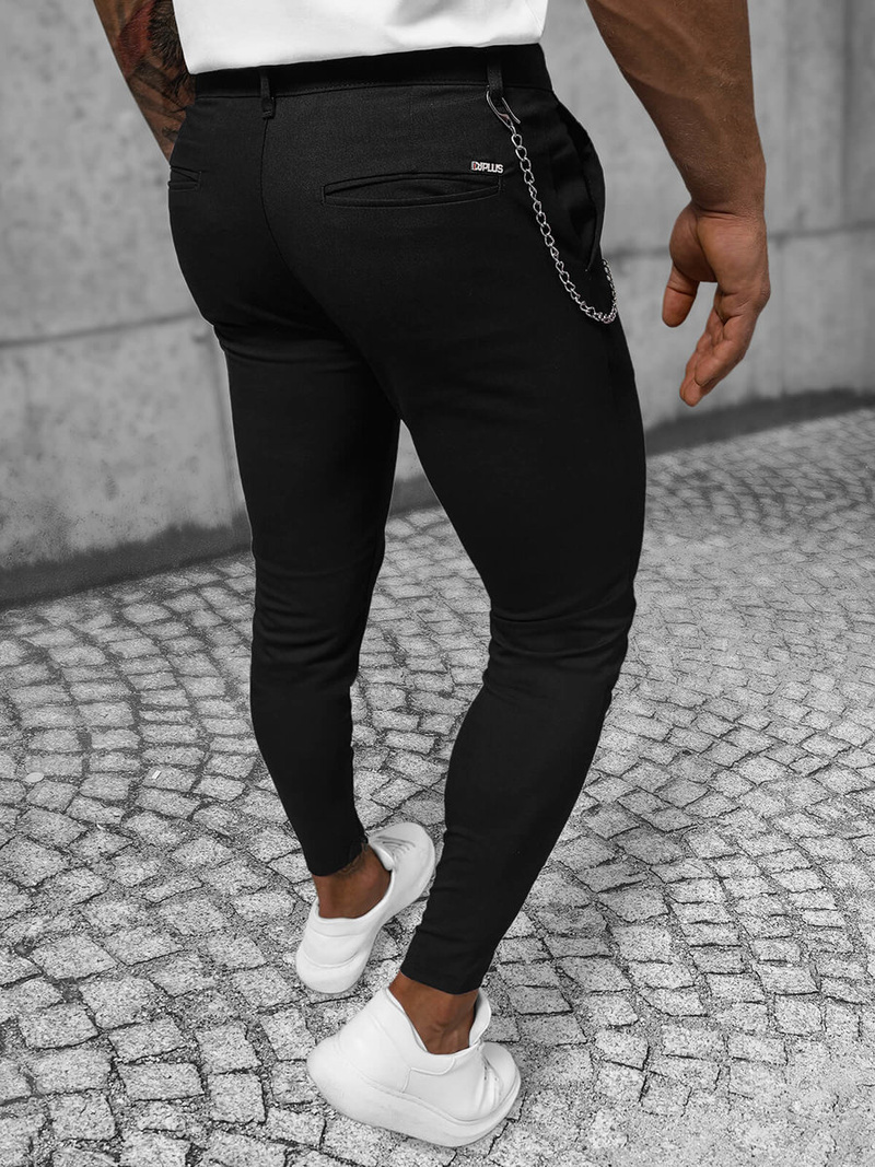 Vīriešu chino bikses melnas OZONEE DJ/550170