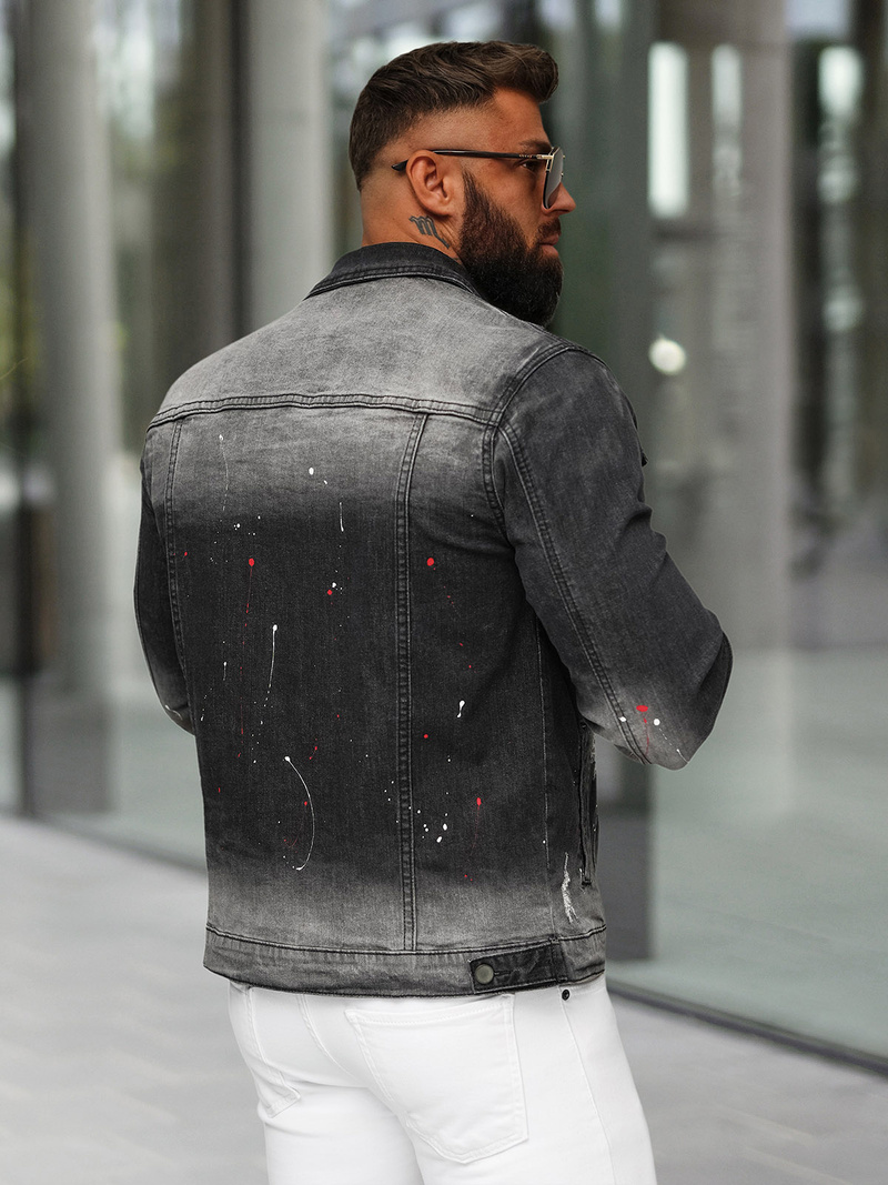 Vīriešu džinsu jaka melna OZONEE NB/MJ542N