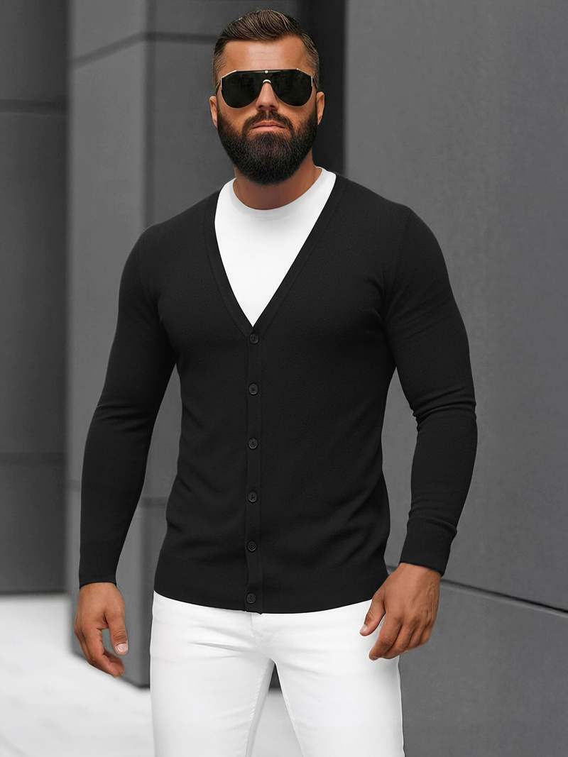 Vīriešu svīteris melns OZONEE NB/MM6006/4Z