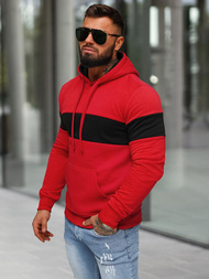 Vīriešu džemperis ar kapuci sarkana OZONEE JS/8B1316/18