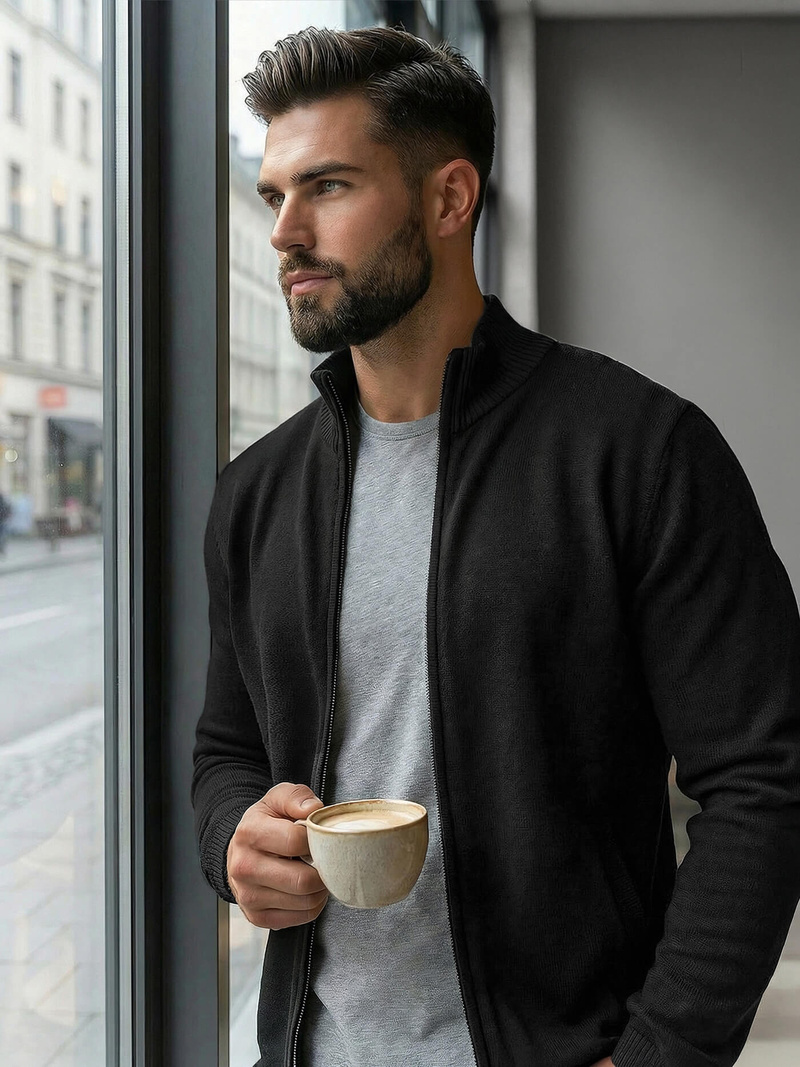 Vīriešu svīteris melns OZONEE JS/59B3605/3