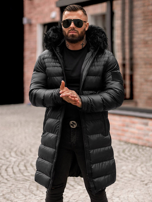 Vīriešu ziemas virsjaka melna OZONEE O/M801Z