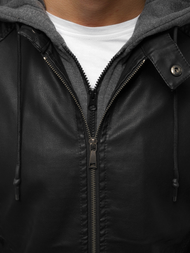 Vīriešu ādas virsjaka melna OZONEE JB/JP1136