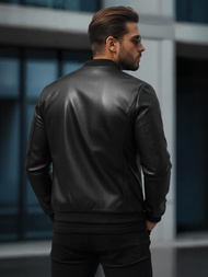 Vīriešu ādas virsjaka melna OZONEE JS/11Z8015Z