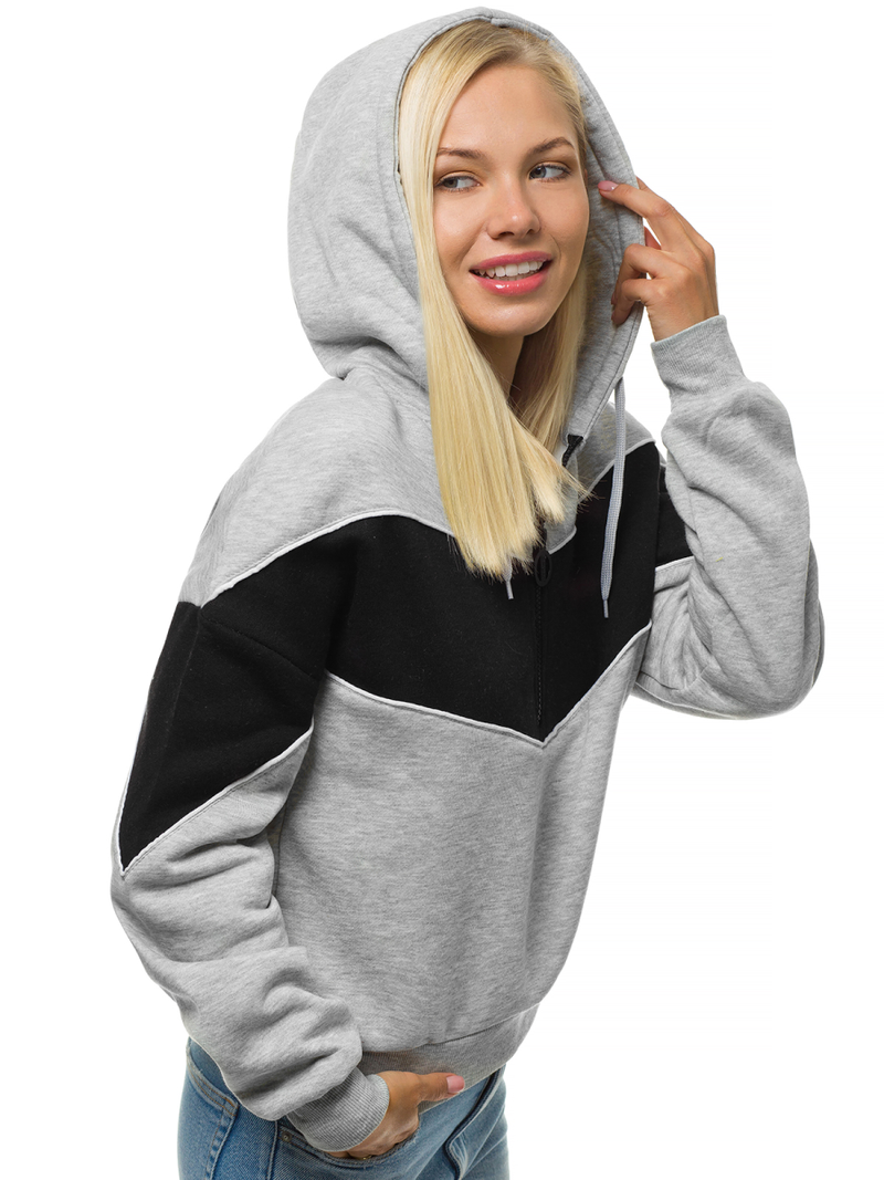 Sieviešu jaka ar kapuci pelēka OZONEE JS/KSW2036