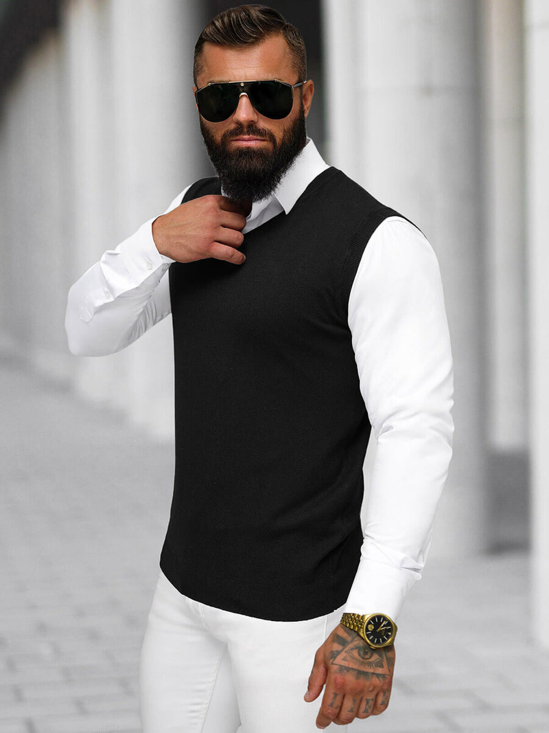 Vīriešu svīteris melns OZONEE NB/MM6005/4Z