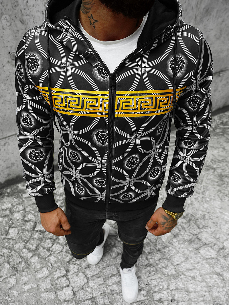 Vīriešu džemperis ar kapuci melns OZONEE JS/B8123