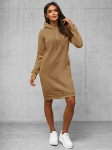 Sieviešu džemperis ar kapuci tumši bēšs OZONEE JS/YS10005/91Z