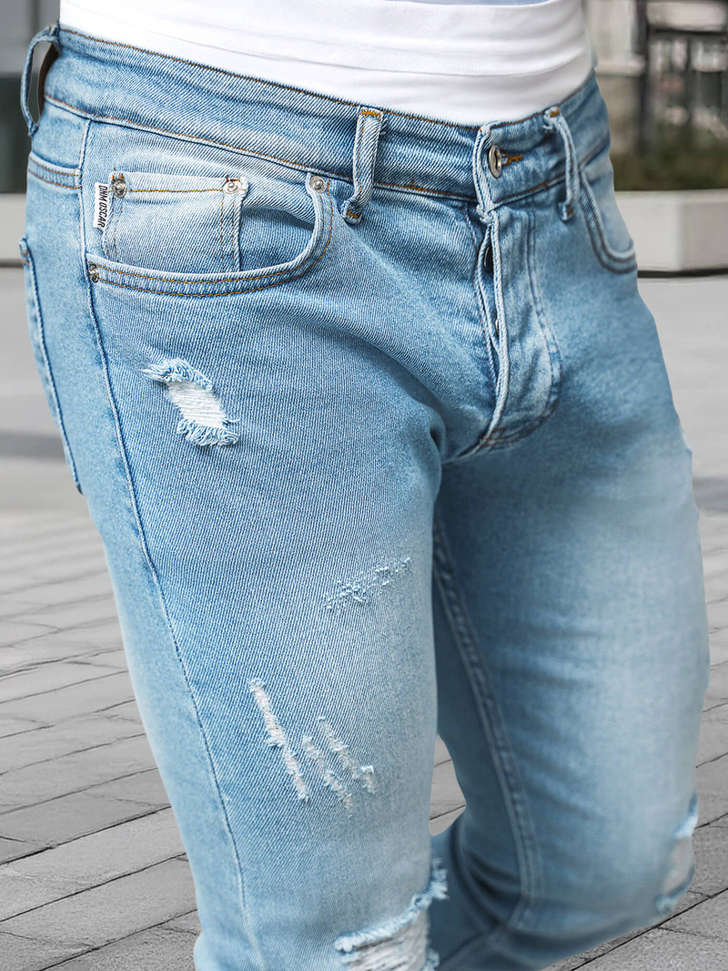 Vīriešu džinsi gaiši debesu zili OZONEE DO/2860