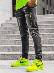 Vīriešu jogger bikses melnas-zaļas OZONEE JS/KK1102-2