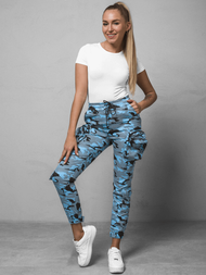 Sievietes chino jogger bikses debesu zili-melnas OZONEE O/802