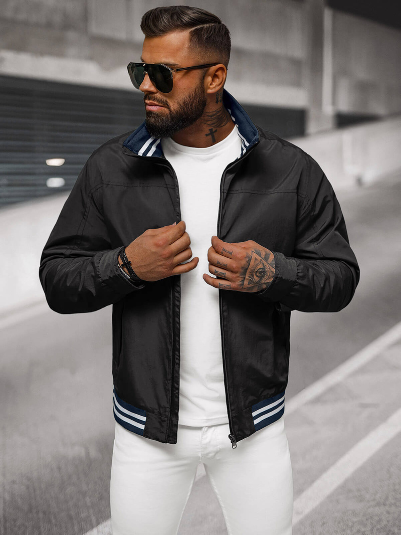 Vīriešu pārejas virsjaka melna OZONEE JS/5M3101/392Z