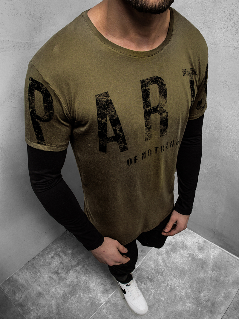 Vīriešu T-krekls ar garām piedurknēm zaļš OZONEE O/1292Z