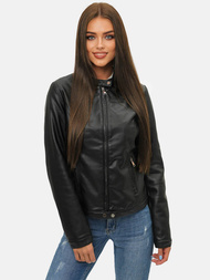 Sieviešu ādas jaka melna OZONEE JS/11Z8008