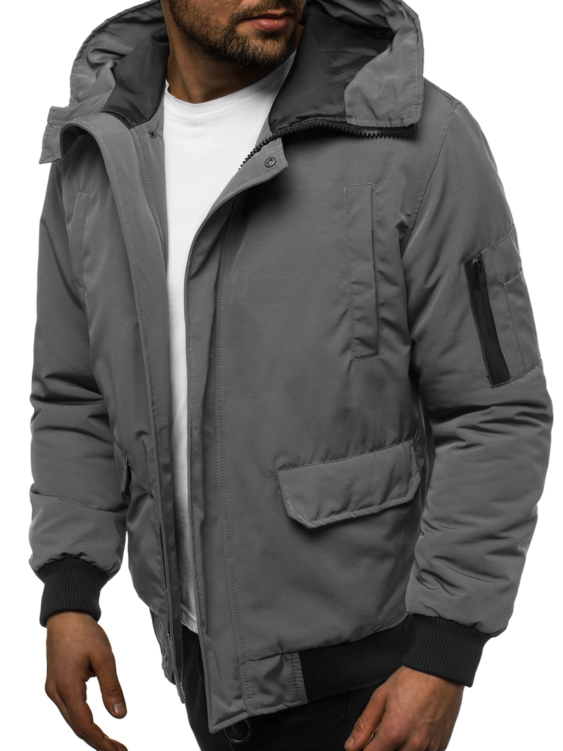 Vīriešu virsjaka pelēka OZONEE JS/2019005