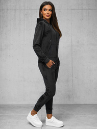 Sieviešu velūra treniņtērpa komplekts melns OZONEE JS/8C1176/3Z
