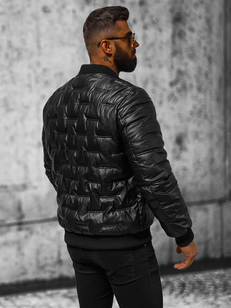 Vīriešu ādas virsjaka melna OZONEE O/11Z8099