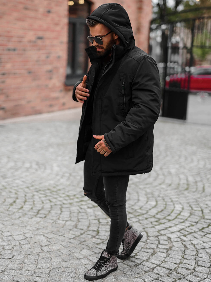 Vīriešu ziemas jaka melna OZONEE JS/5M3223/392