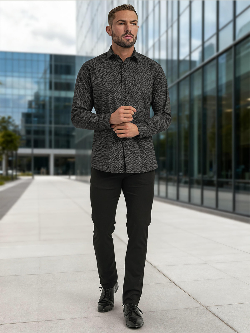 Vīriešu krekls melns OZONEE V/V184