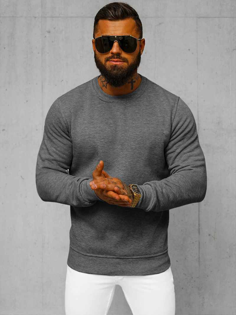 Vīriešu džemperis grafīta OZONEE JS/2001-10Z