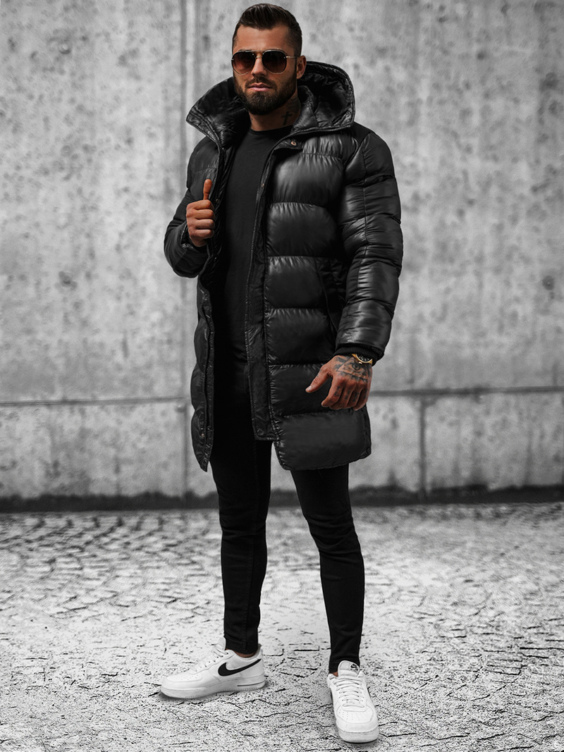 Vīriešu ziemas virsjaka melna OZONEE O/M800Z