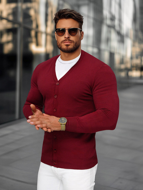 Vīriešu svīteris bordosarkans OZONEE NB/MM6006/7Z