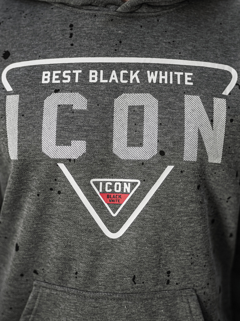 Vīriešu džemperis ar kapuci grafīta OZONEE JS/8B1737/5