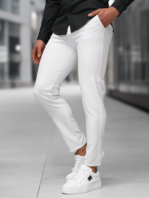 Vīriešu chino bikses baltas OZONEE DJ/5526Z