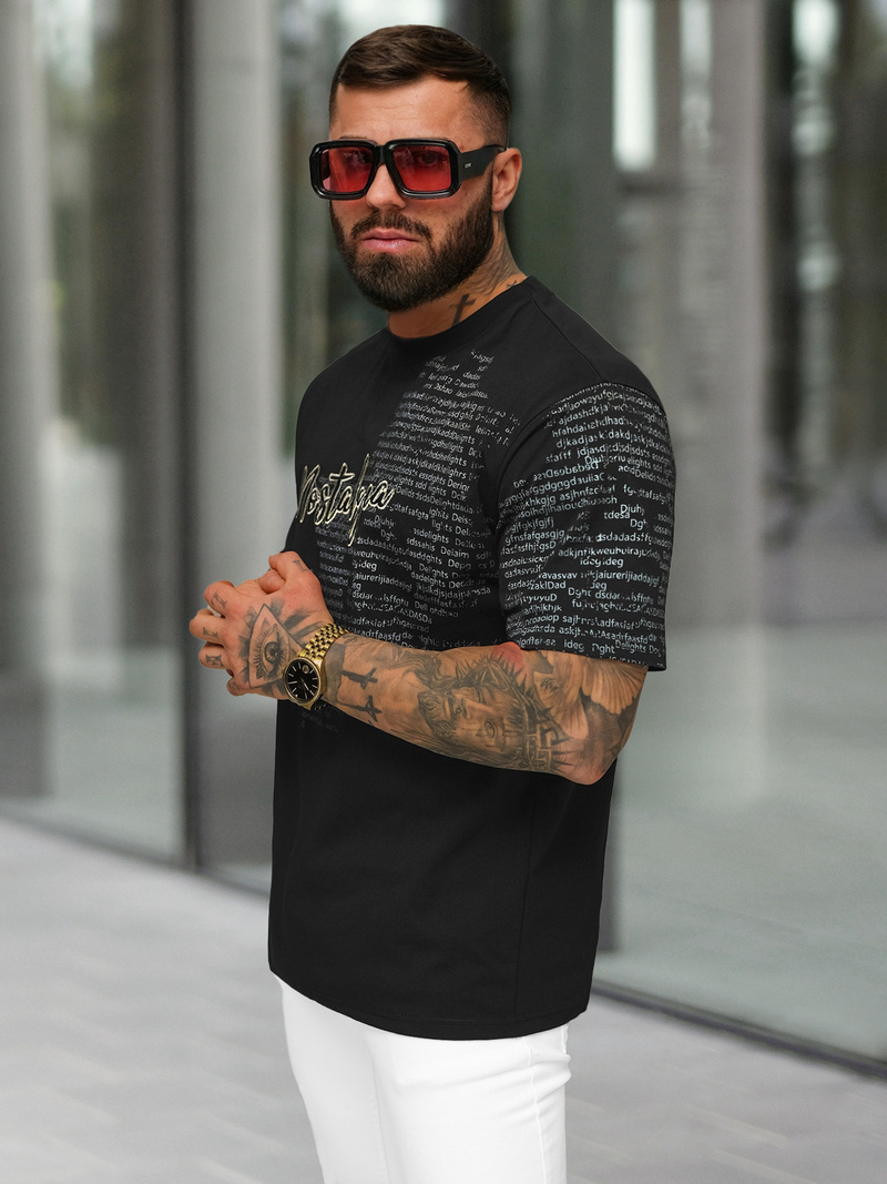 Vīriešu t-krekls melns OZONEE O/YN2/631