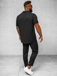 Vīriešu krekls ar īsām piedurknēm melns OZONEE O/Y972T