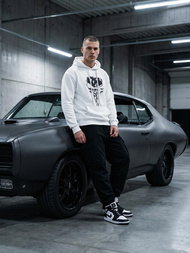 Vīriešu džemperis ar kapuci balta OZONEE JS/65B3907/1Z