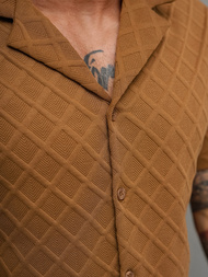 Vīriešu krekls ar īsām piedurknēm brūna OZONEE O/B2257