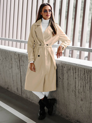 Sieviešu ādas mētelis smilšu OZONEE JS/11Z8100