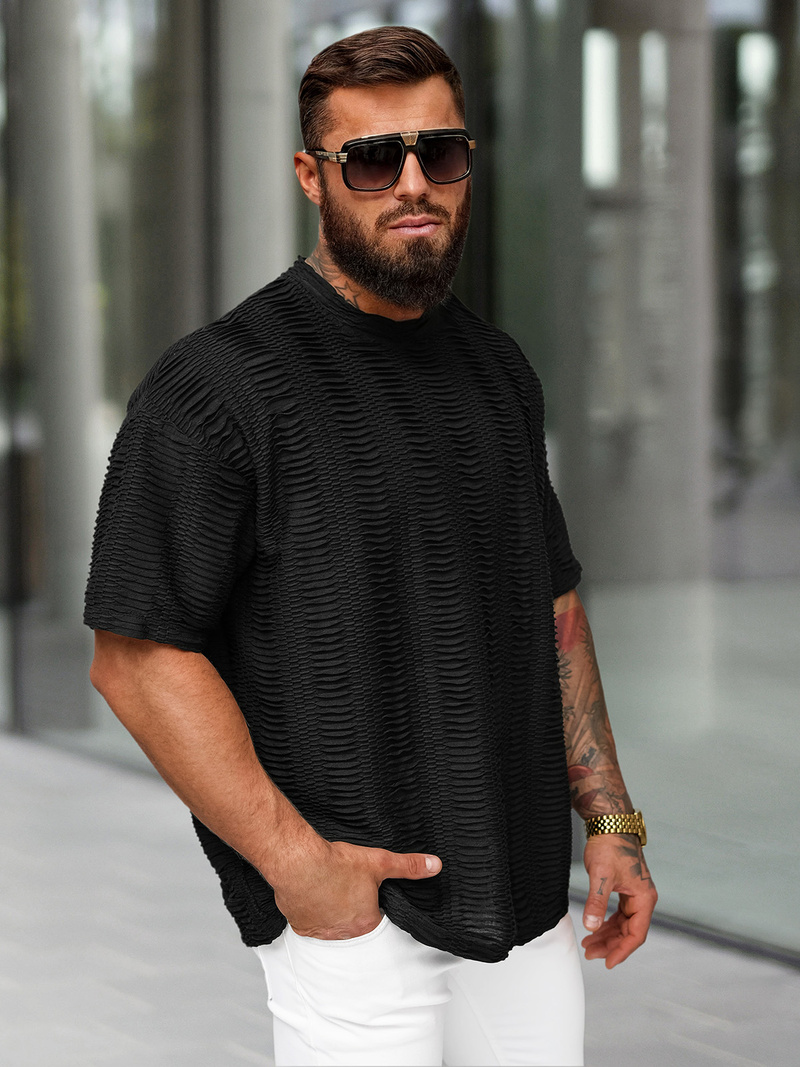 Vīriešu t-krekls melns OZONEE O/B1149