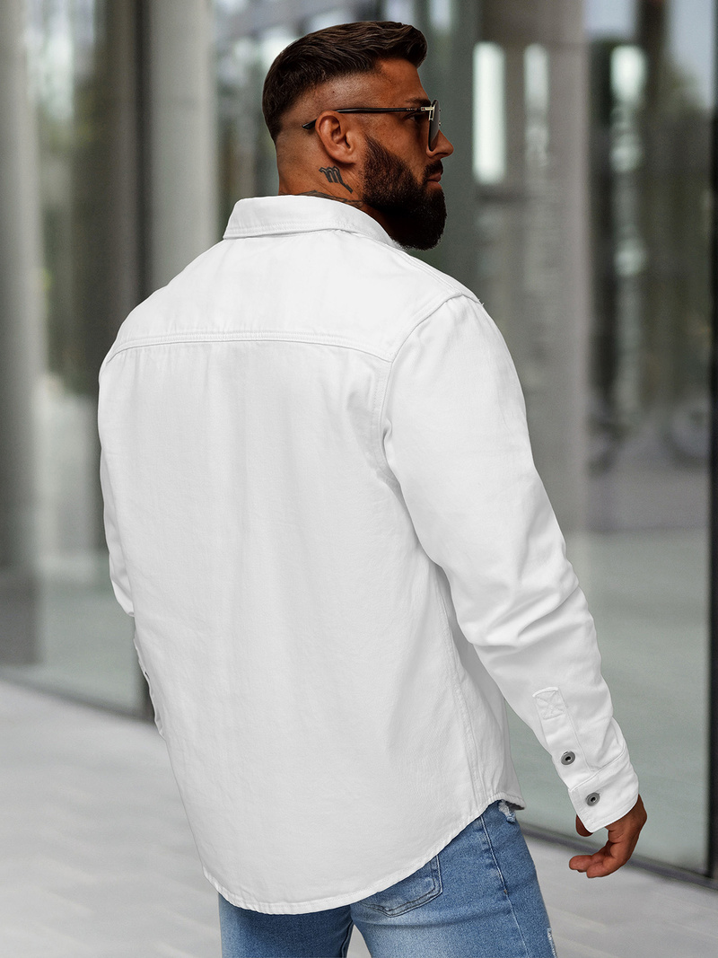 Vīriešu džinsu krekls balts OZONEE L/CA777/2