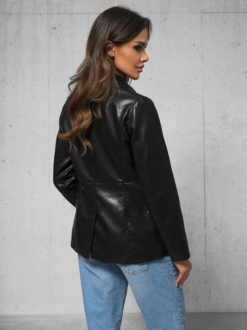 Sieviešu ādas jaka melna OZONEE JS/11Z8121