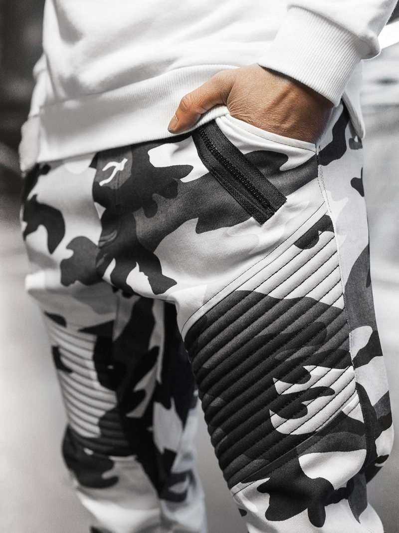 Vīriešu chino jogger bikses melnas-baltas OZONEE A/0952