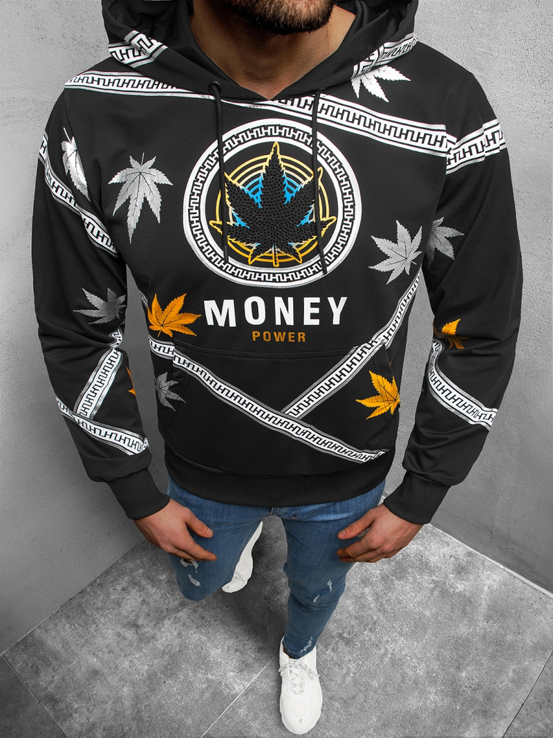 Vīriešu džemperis ar kapuci melns OZONEE O/HM656Z