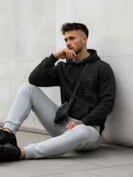 Vīriešu džemperis ar kapuci melna OZONEE JS/8B1973/3